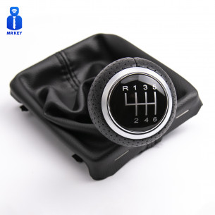 Leather Gear Shift Stick Knob 6 Speed For Audi