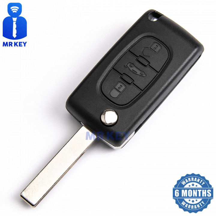 Peugeot Flip Car Key 433Mhz with 3 Buttons and Electronics