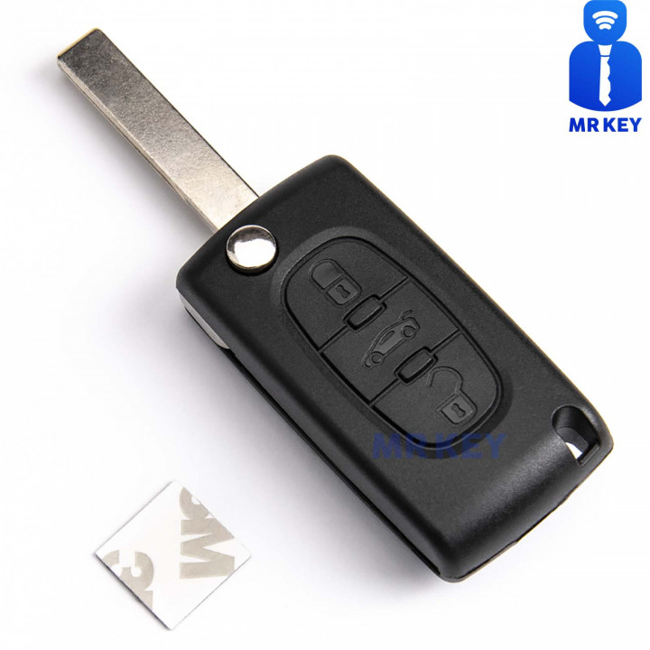 Peugeot Flip Car Key 433Mhz with 3 Buttons and Electronics