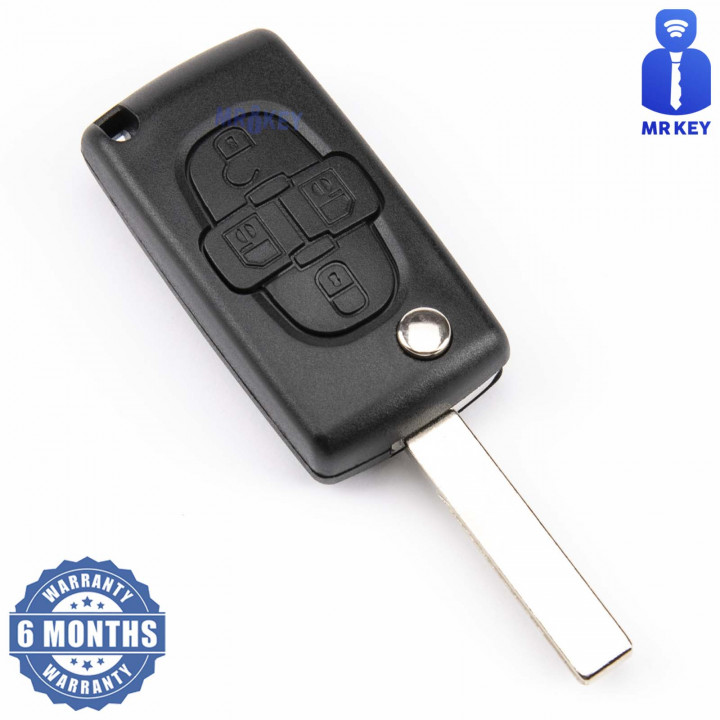 Peugeot Flip Key Housing Case With 4 Buttons