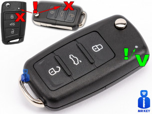 Κέλυφος κλειδιού με 3 κουμπιά για VW